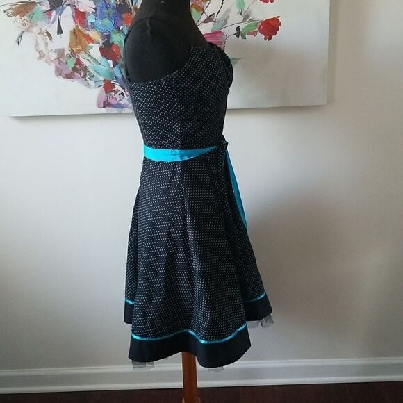 Rudy Rox Polka Dot Dress with Blue Trim size 9 - Picture 6 of 7